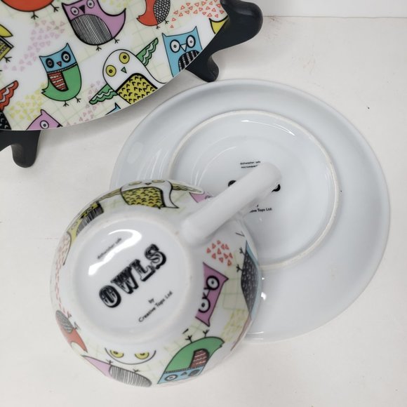 Artistic Owl Print Cup, Saucer, & Plate Set, Creative Tops - Picture 9 of 14
